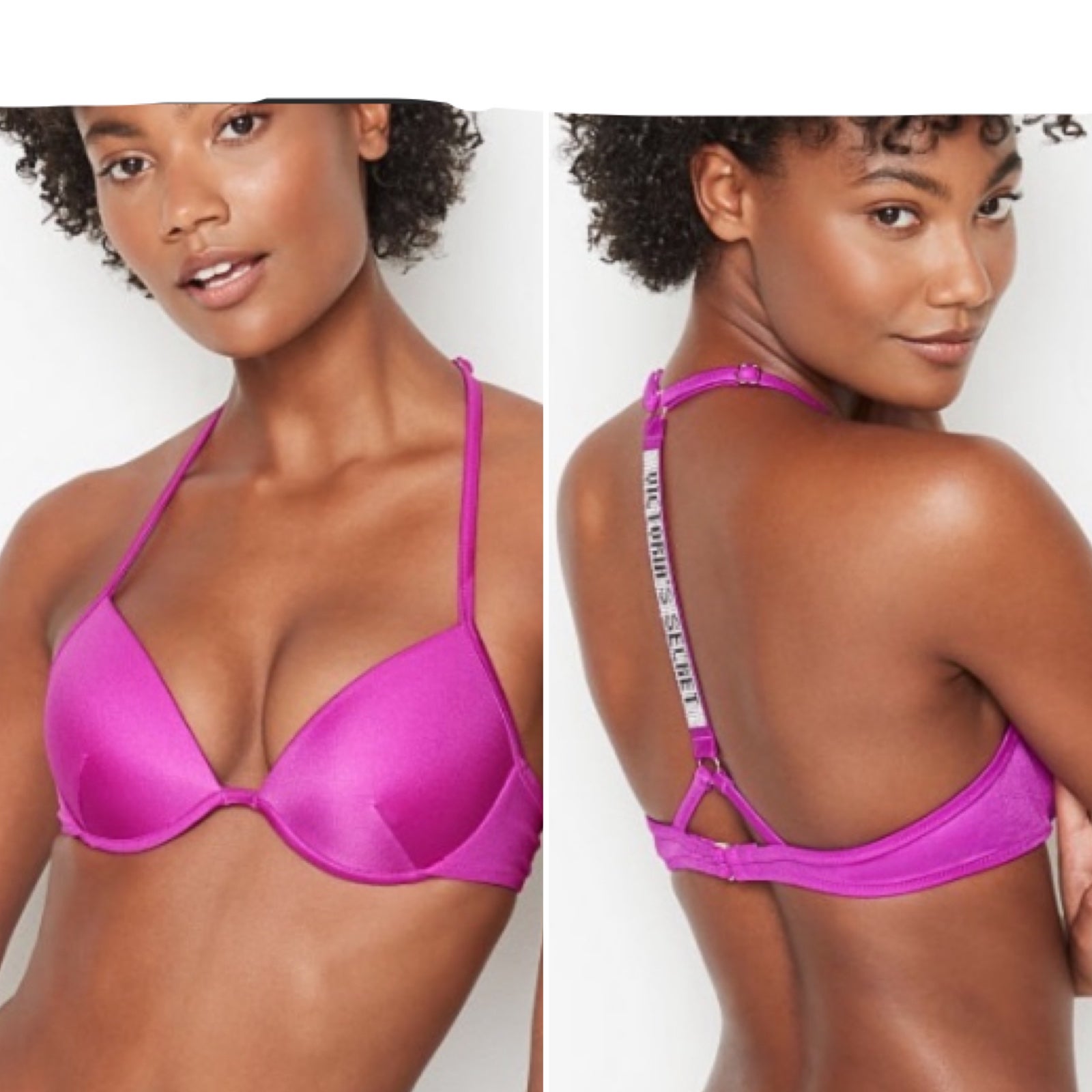 NEW! Victoria's Secret Shine Strap Malibu Fabulous Push- up Swim Top 32C
