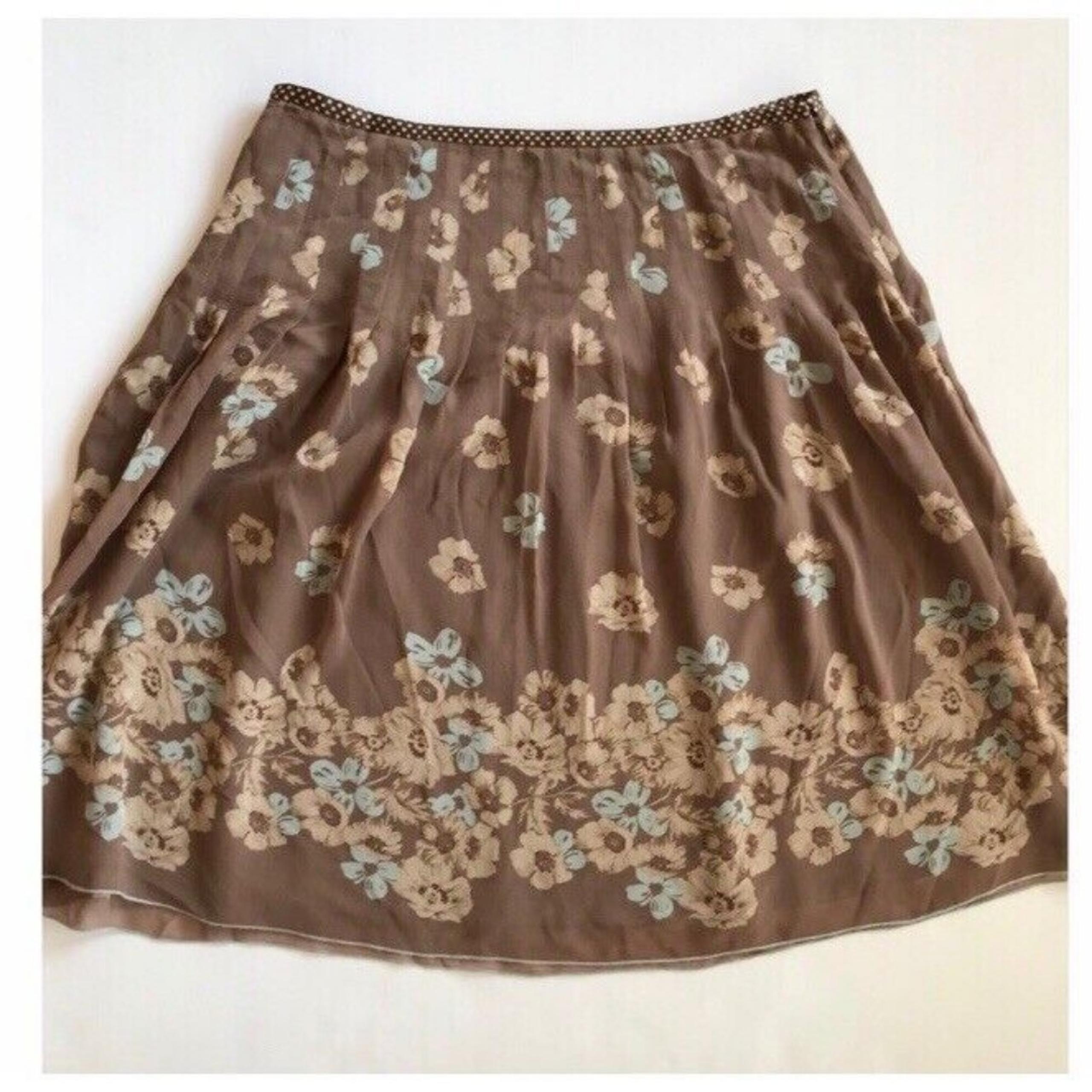 The Limited Women’s Taupe Floral Pleated Print A-Line Silk Skirt Size 10