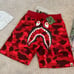 Bape Red Camo Shark Sweat Shorts
