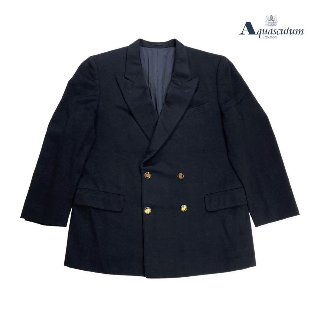 90s Aquascutum Gold Button Double Breasted Tailored Jacket