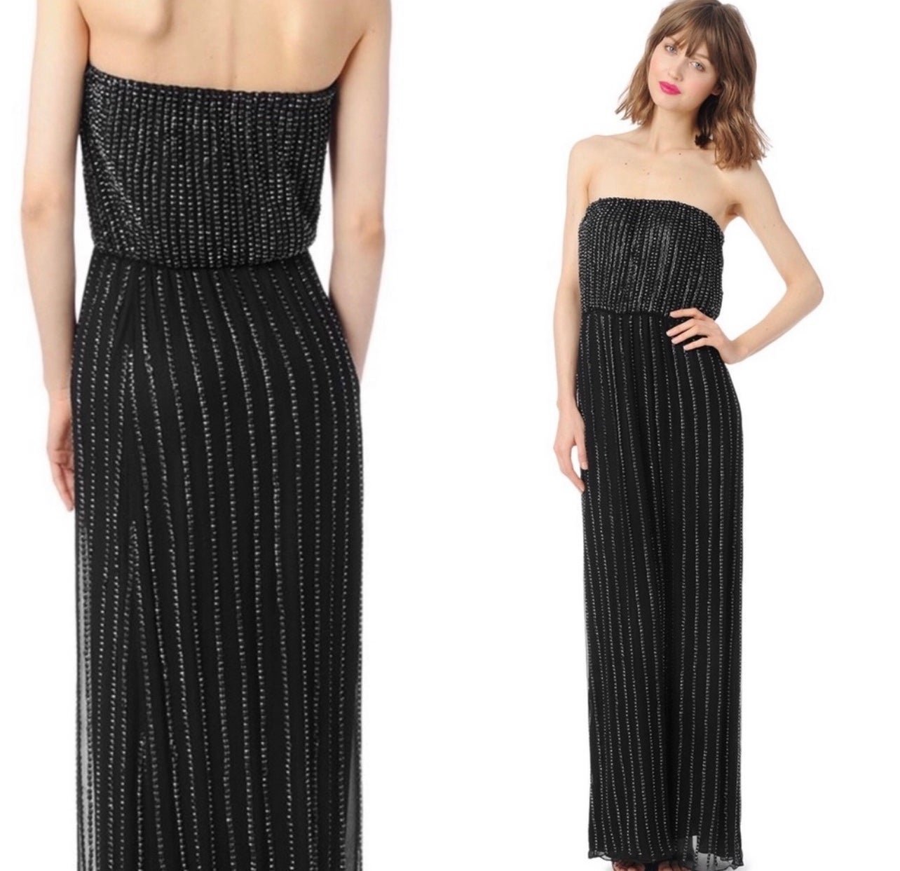 Parker Silk Strapless Beaded Gown