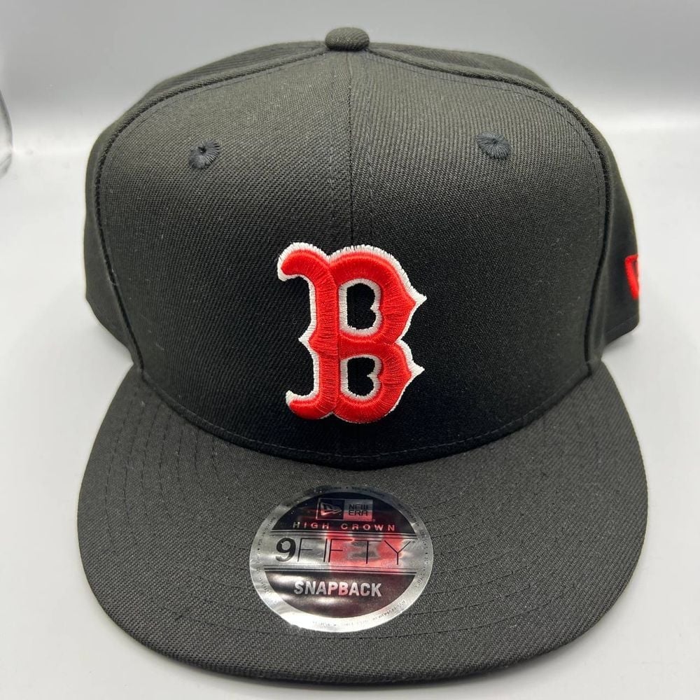 Boston Red Sox Hat Men Black High Crown 9Fifty New Era Snap Back Cap New