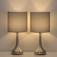 2 Modern Table Lamps Gray Bedside Lights