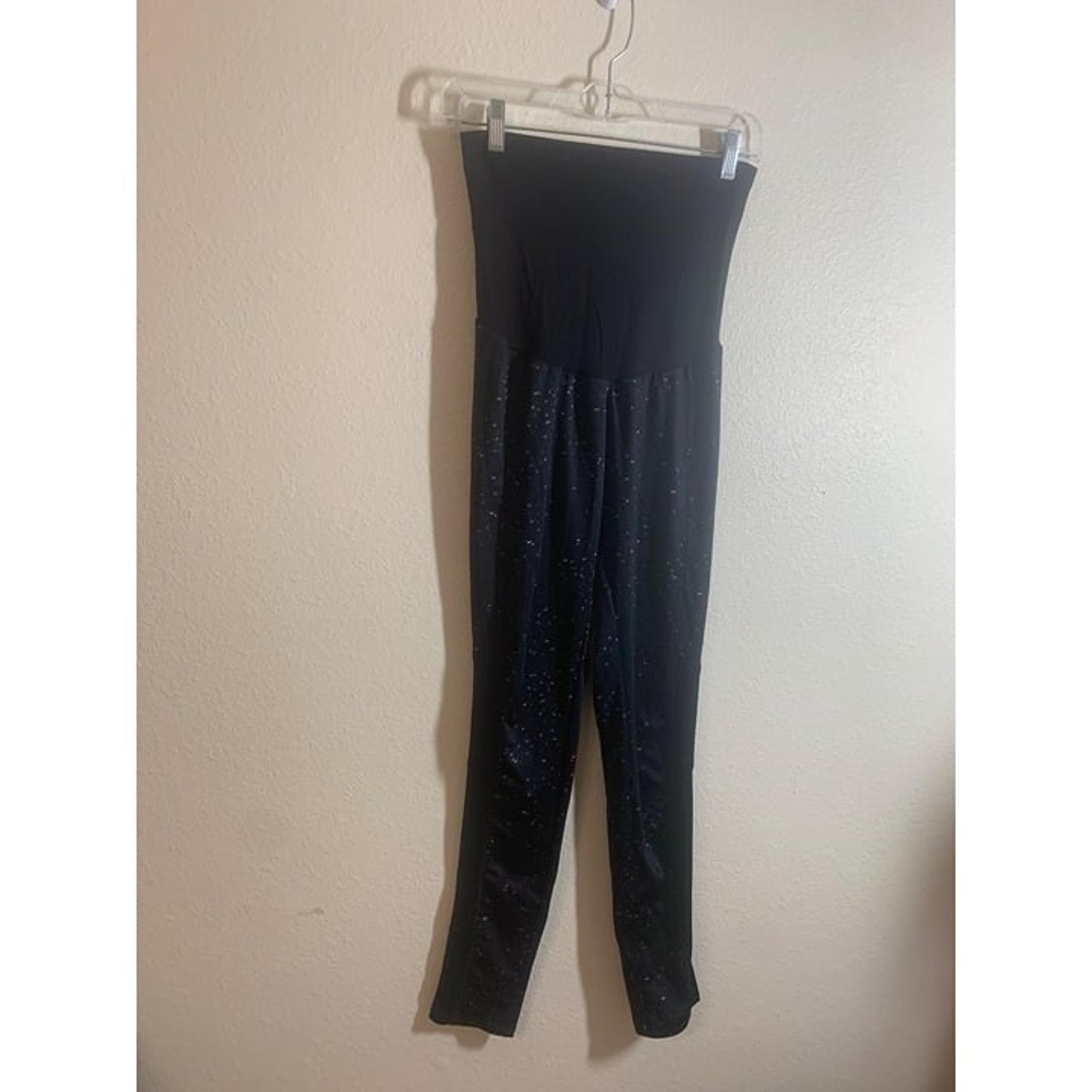 Motherhood Maternity Athletic Leggings with Belly Band Womens Small Black AC7
