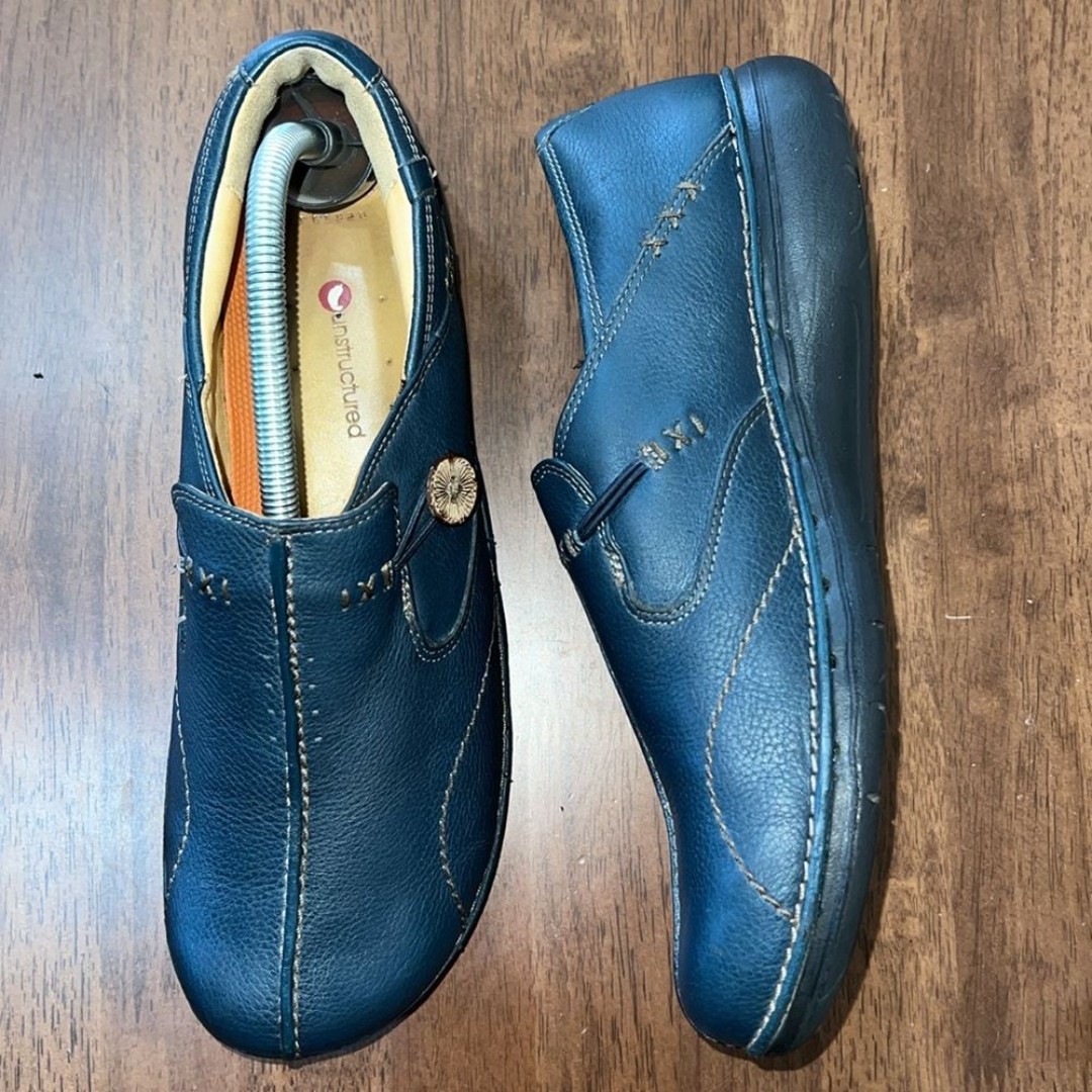 Clarks Unloop Unstructured Genuine Leather Loafer Shoe Slip On Women 9.5 Comfort