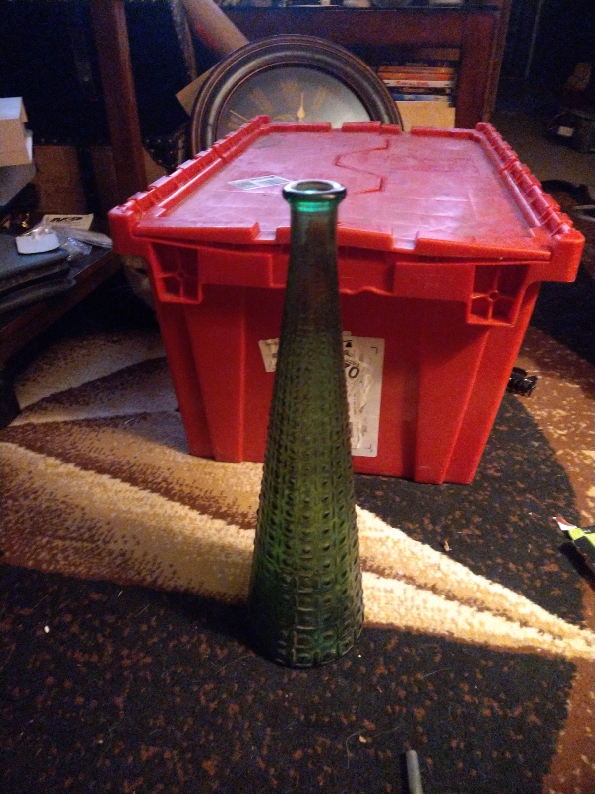 Vintage 15' Hob knob green glass vase