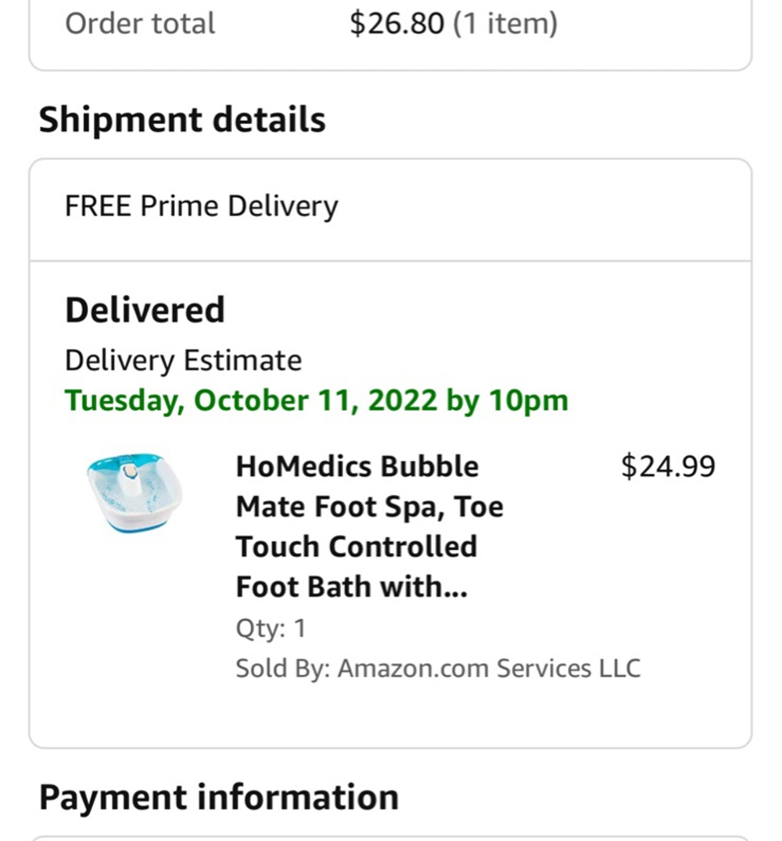 HoMedics bubble mate foot spa