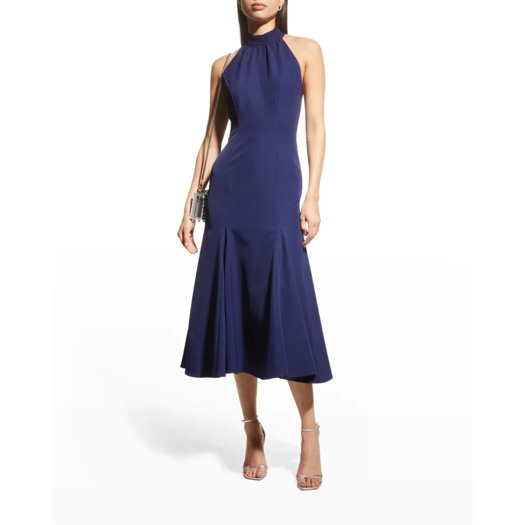 Milly PENELOPE HIGH NECK CADY DRESS Navy Blue Size 2 01WD80