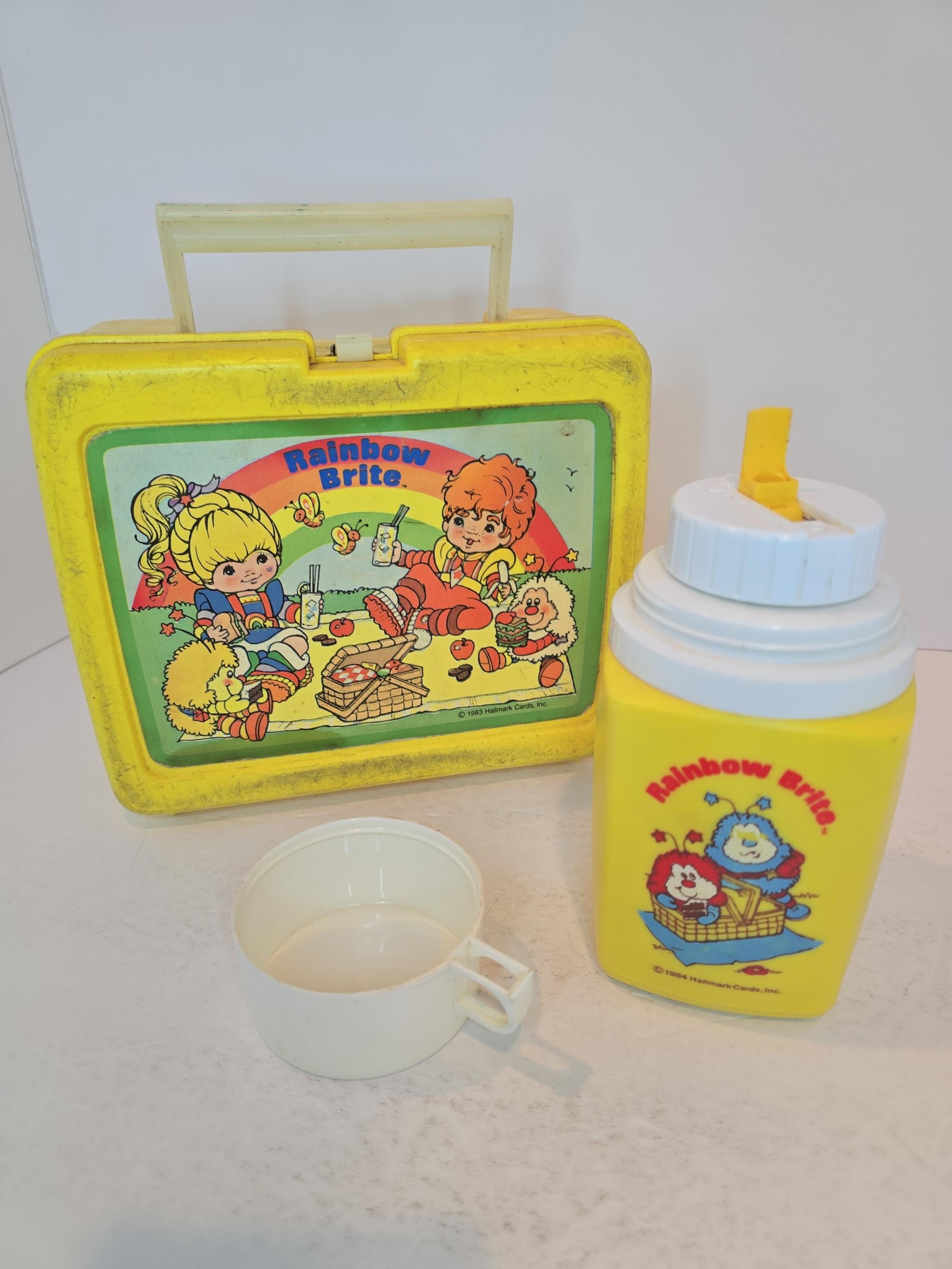Vintage 1983 Rainbow Brite Yellow Classic Lunch Box with Drink Thermos & Cup