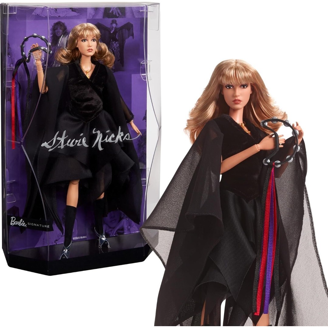 Barbie Music Series Stevie Nicks Collectible Velvety Black Dress & Tambourine