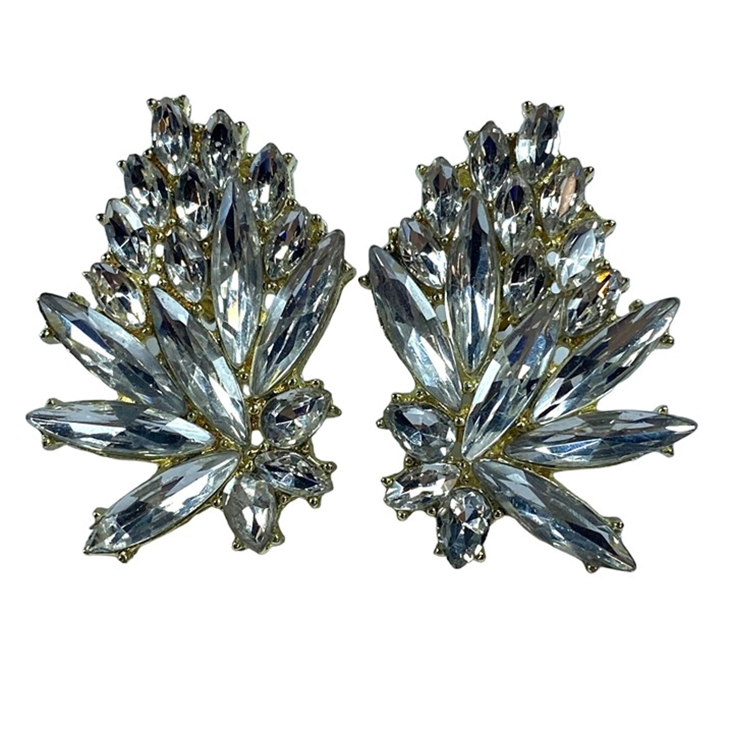 Badgley Mischka Fashion Earrings Women Pierced Clear Stones Gold Color Metal