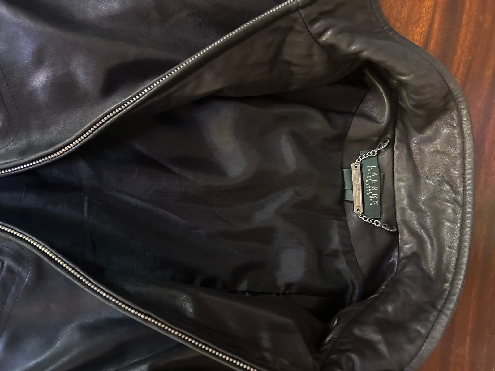 Womens Ralph Lauren Genuine Leather Black Jacket Coat Petite Small Cosplay