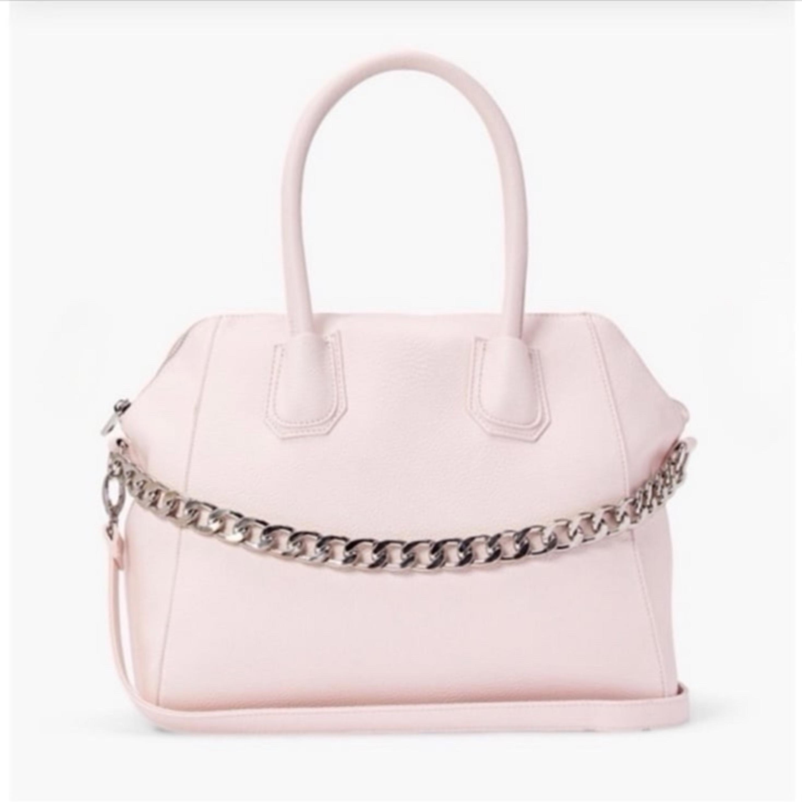 JustFab Pastel Pink Rosewater Faux Leather Silver Chain Handle Satchel Purse