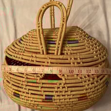 Basket with lid and handles handwoven 12 x14 x8