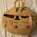 Basket with lid and handles handwoven 12 x14 x8