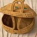 Basket with lid and handles handwoven 12 x14 x8