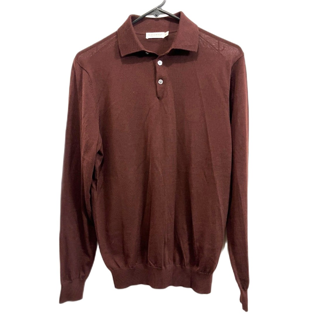 SUITSUPPLY Brown Merino Wool Pullover Polo Sweater Top Mens Size Medium