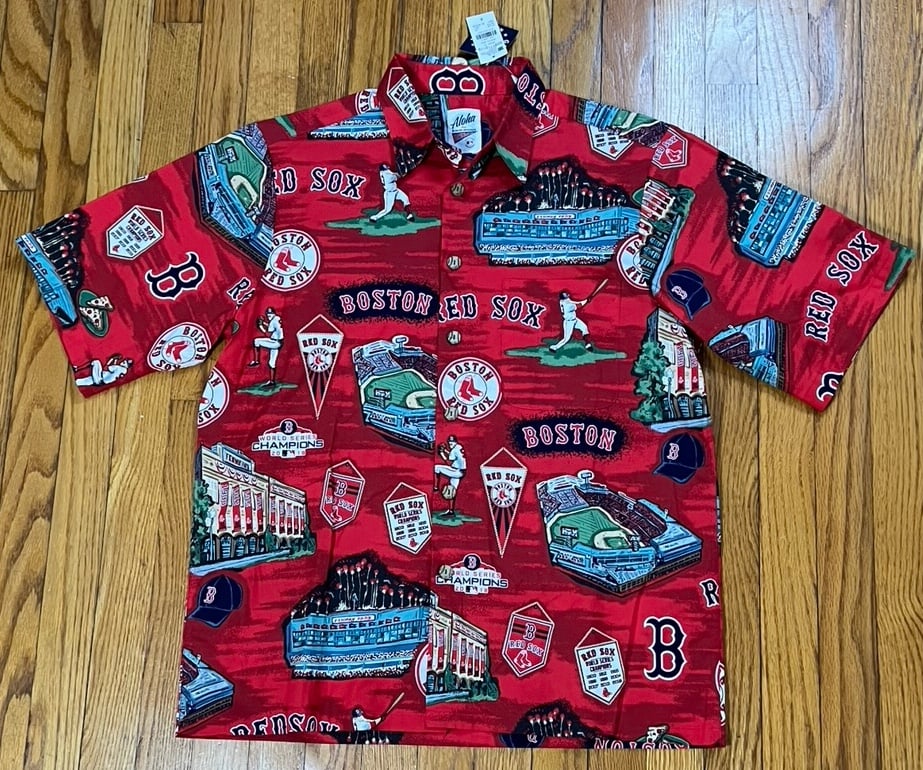 NEW Aloha Reyn Spooner Boston Red Sox Cotton Button Up Short Sleeve Size Small