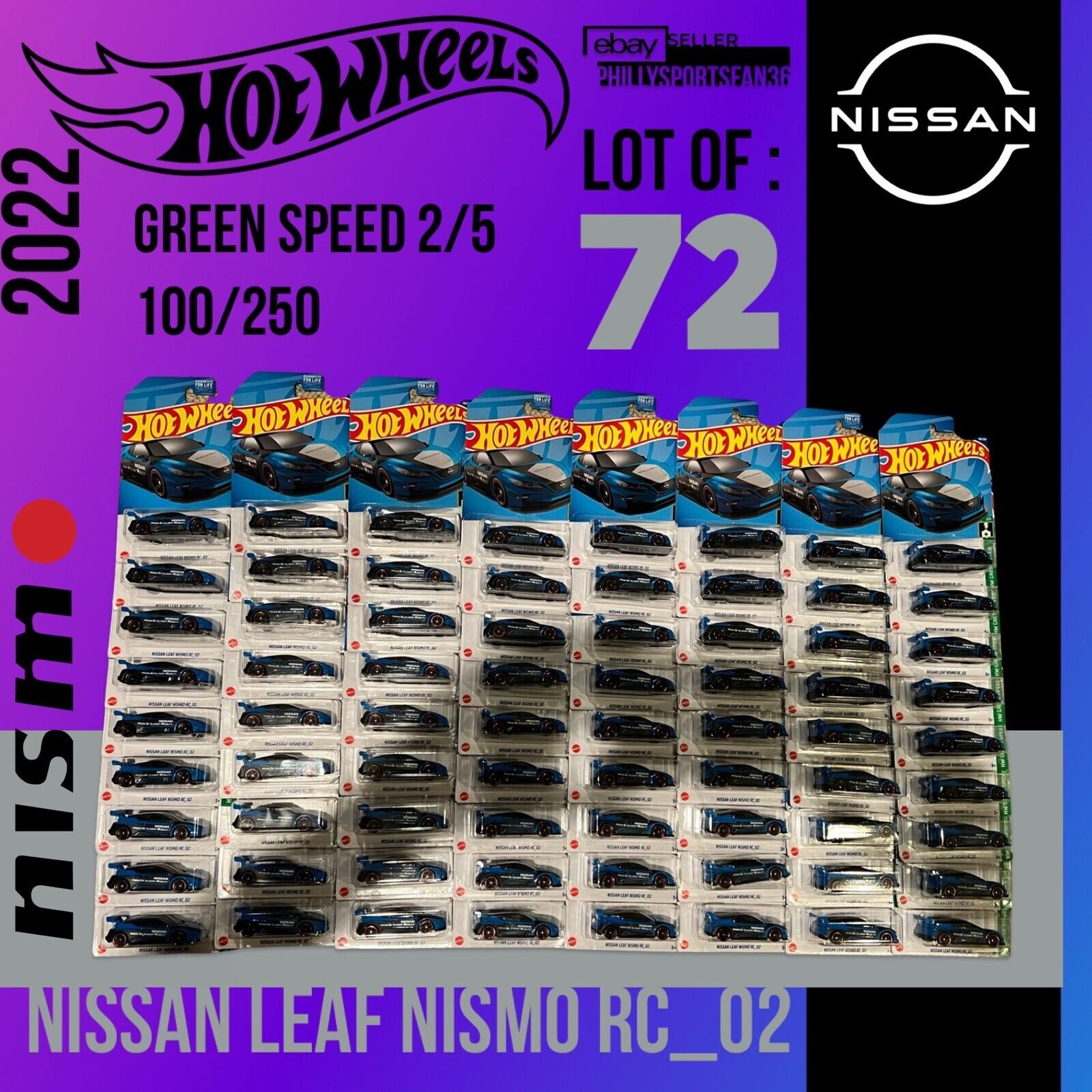 2022 Hot Wheels HW GREEN SPEED 2/5 Nissan Leaf Nismo RC_02 100/250 (Blue) Lot 72