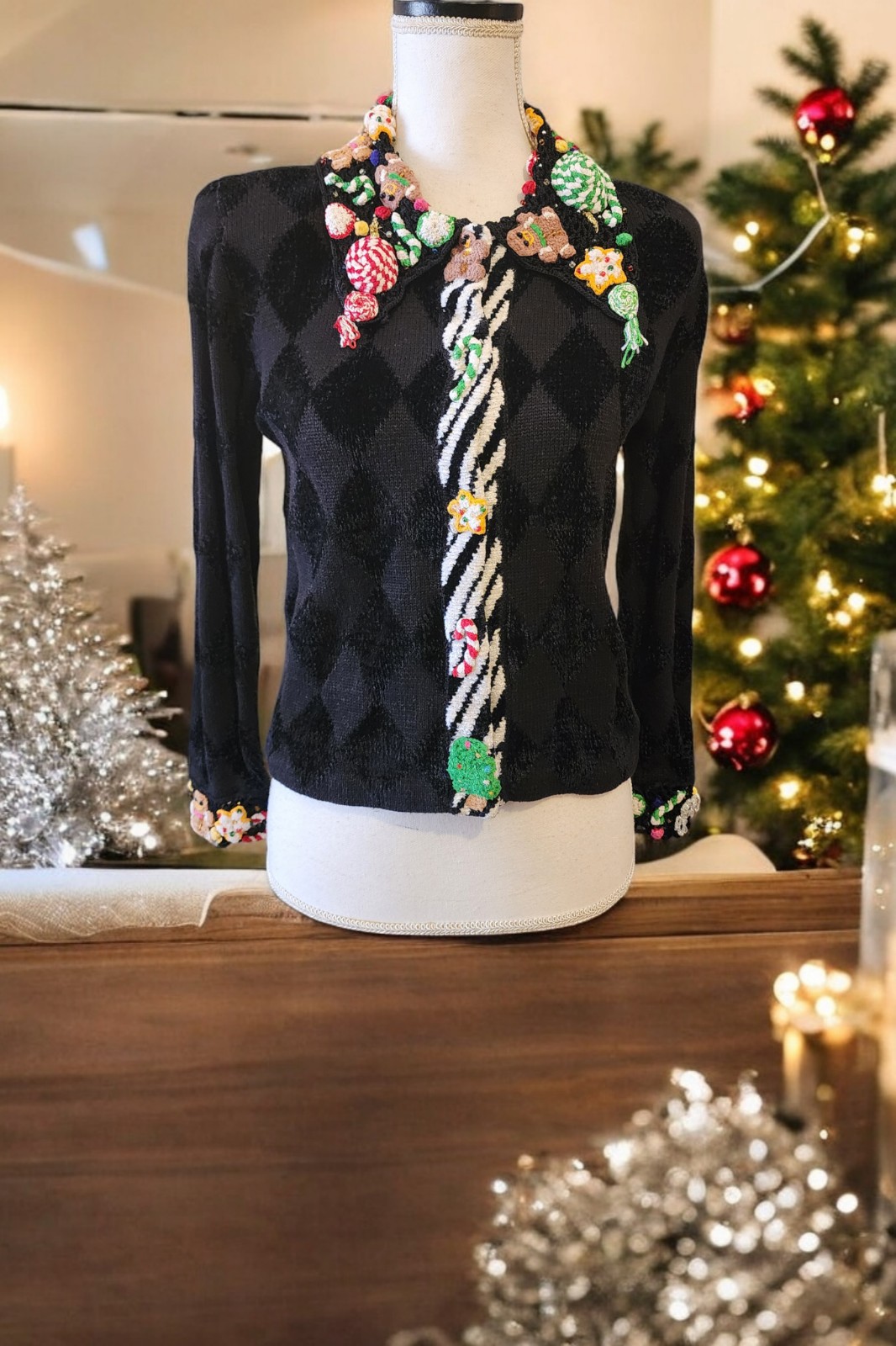 Vintage 90s Berek Sweater Cardigan Christmas Womens Size Small