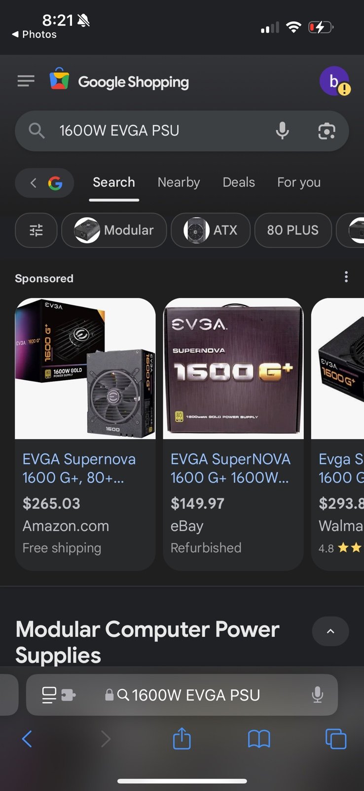 EVGA SuperNova 1600W 80+ Platinum PSU
