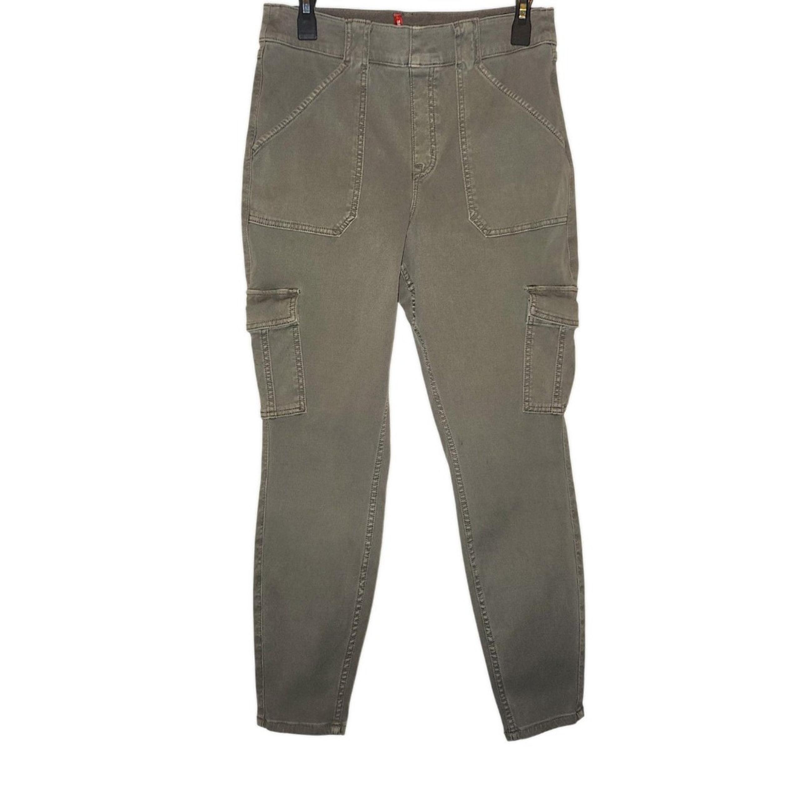SPANX Stretch Twill Ankle Pants Petite XL Cargo Green Utility Pull-On Grunge