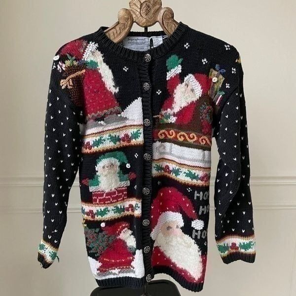 Vintage Northern Isles Signature Santa Christmas Button Cardigan L