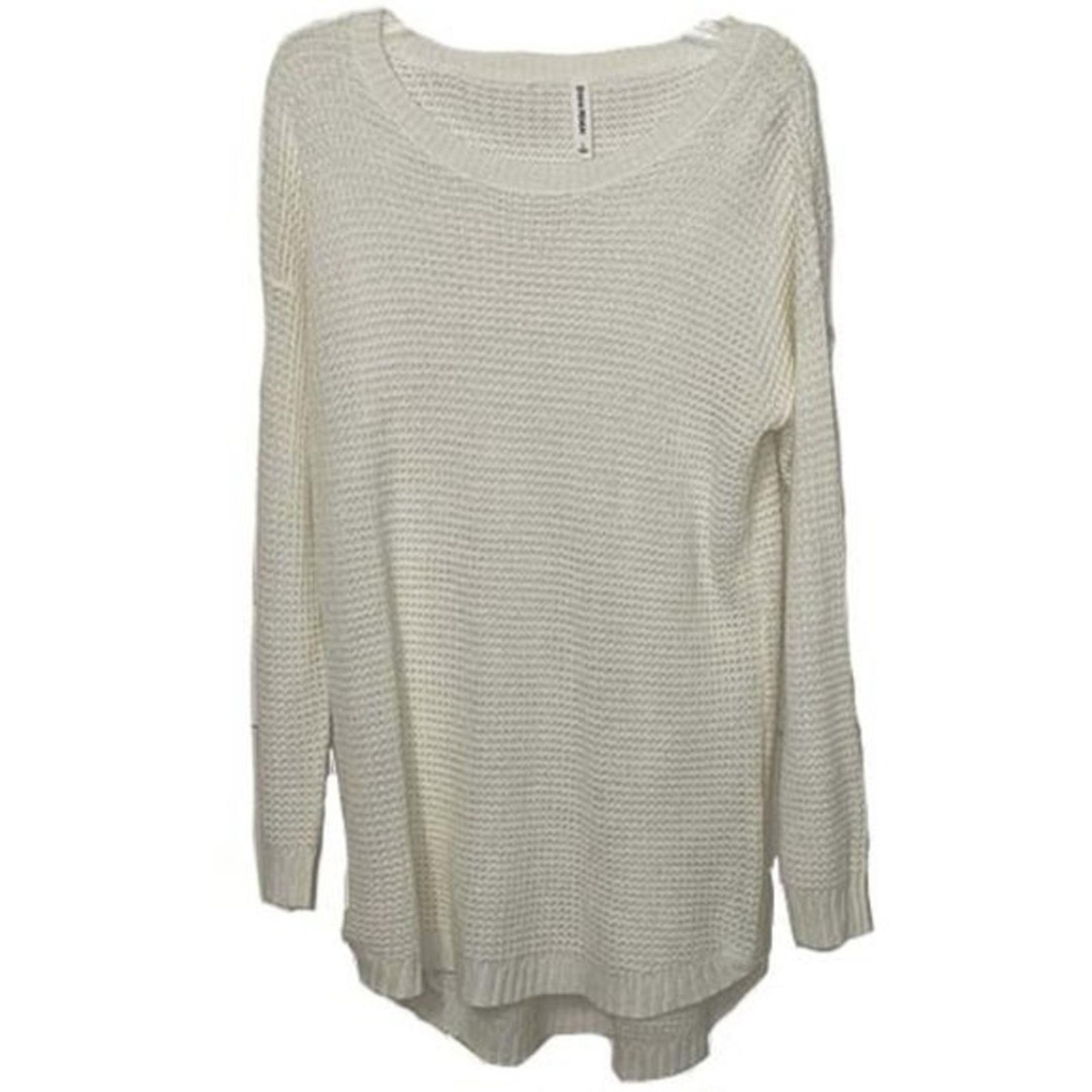 Zenana Premium White Knit Sweater Women's Size Large