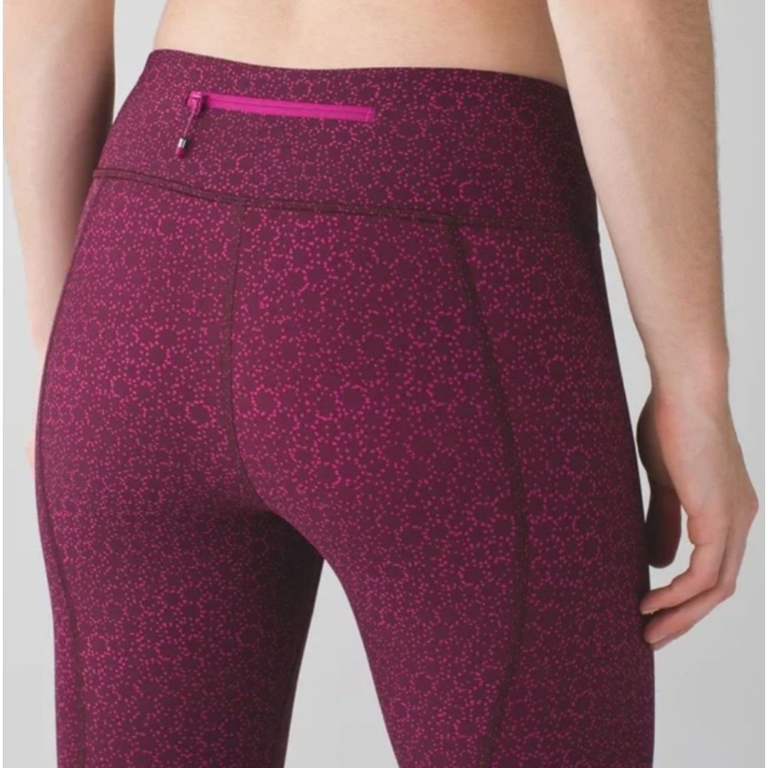 ~ Lululemon 4 Legging Tight Stuff Crop Pant Star Pixel Raspberry Bordeaux Drama