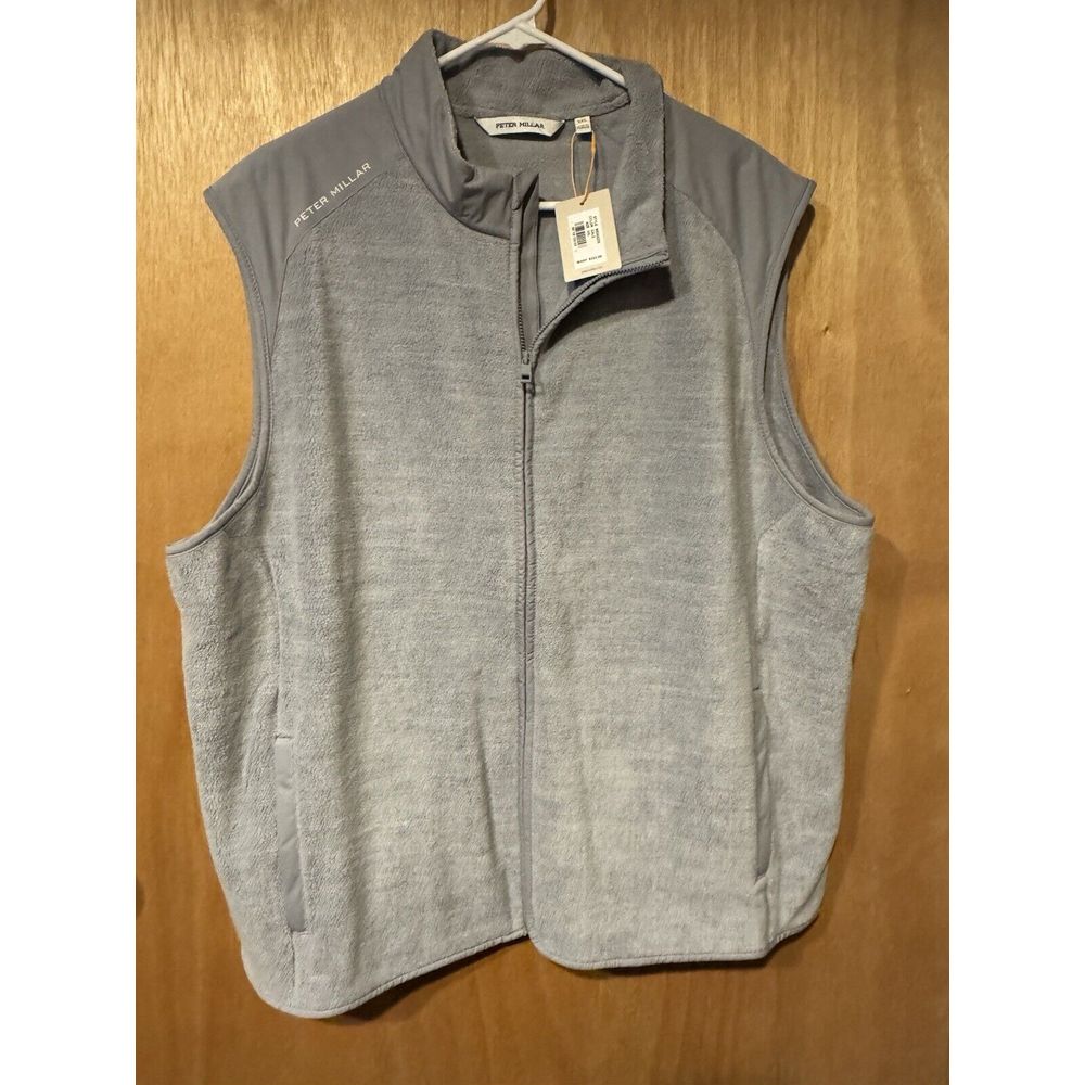 Peter Millar Mens Gale Gray Full Zip Fleece Fade Vest NWT 225 : Size 2XL