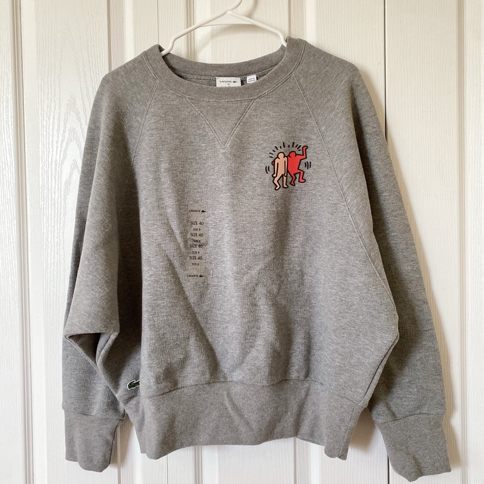 Lacoste x Keith Haring oversized women's 38-6(S) Sweatshirt/Gray New with tag