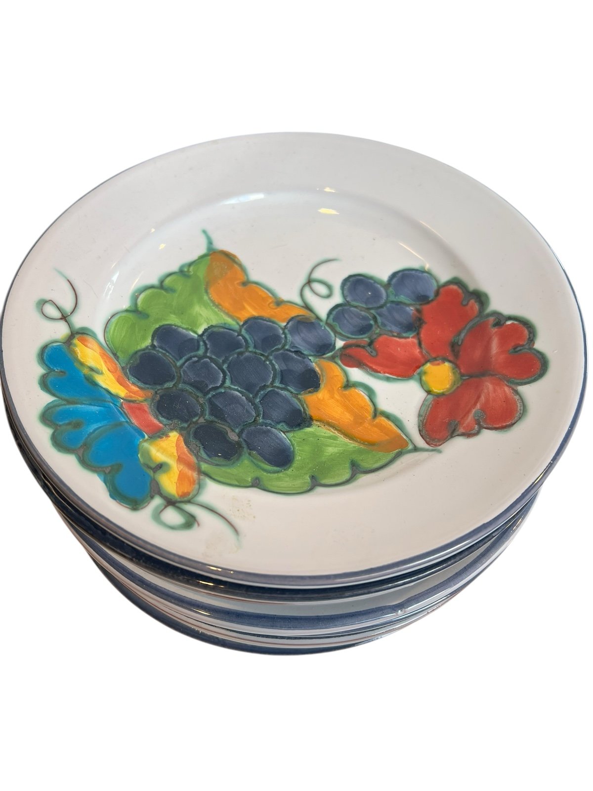 Vintage Himark Celina Set of 8 8” Plates Grapes Fruit Portugal Pottery