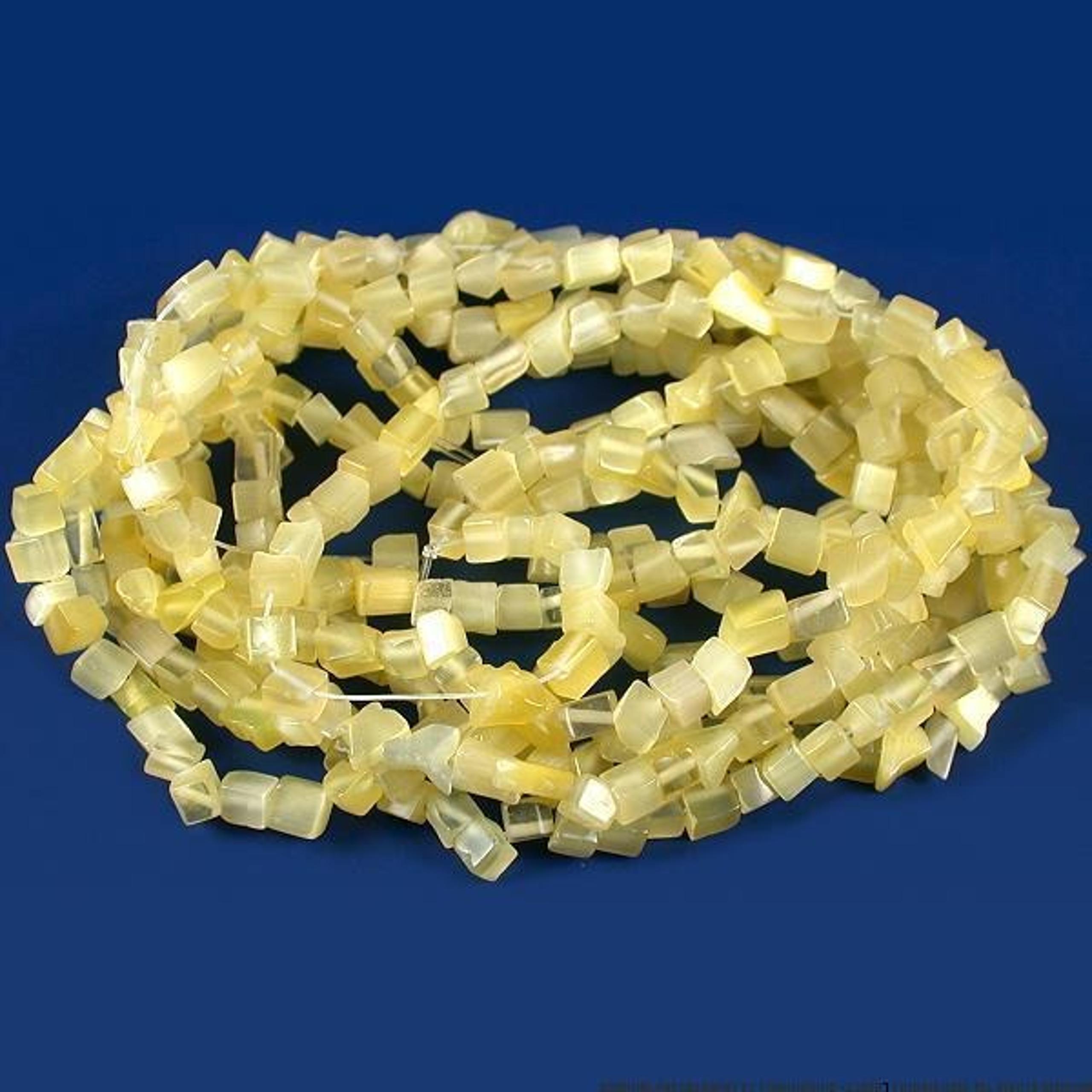Cats Eye Chip Beads Yellow 34" Strand