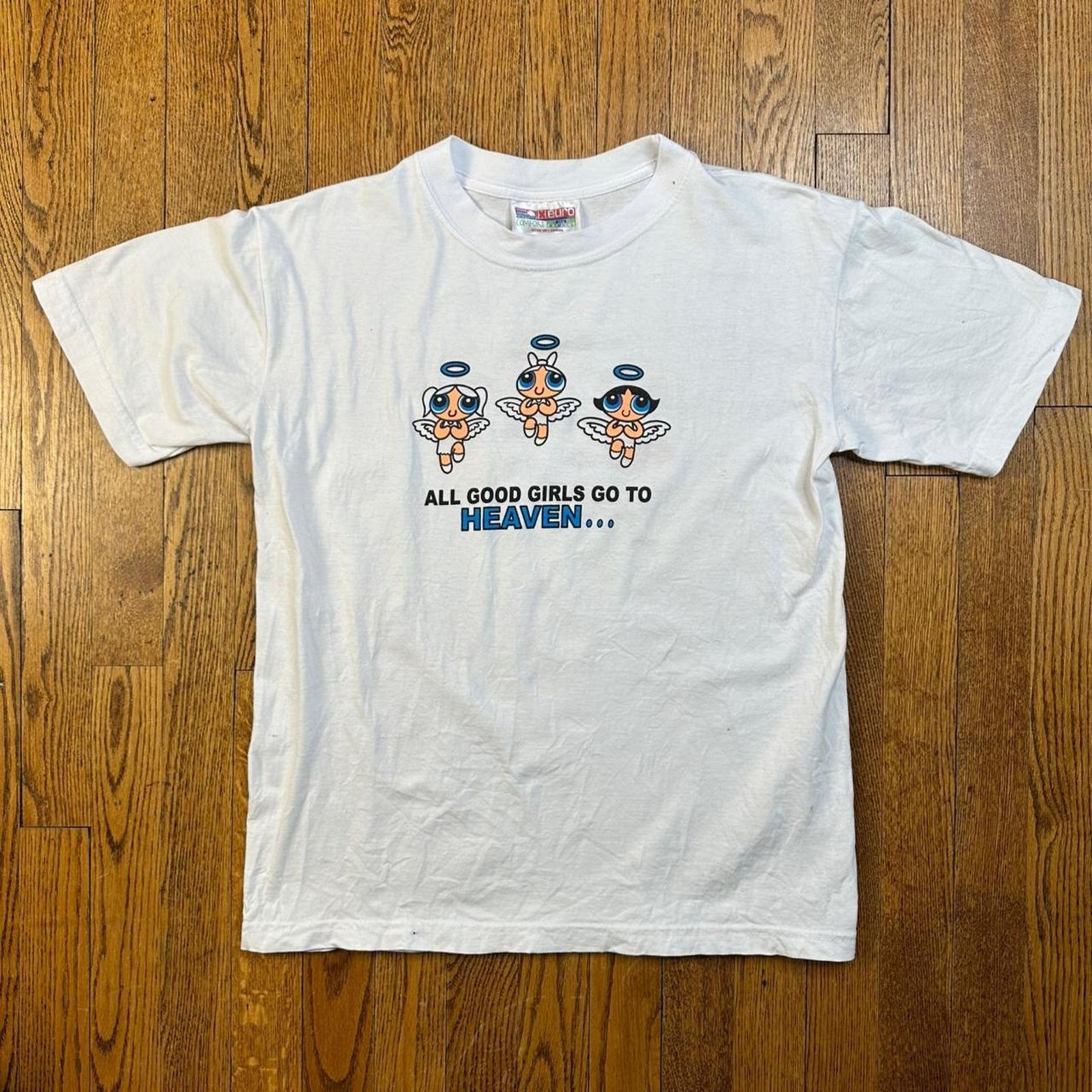 Vintage Y2K The Power Puff Girls “All Good Girls Go To Heaven” Parody T Shirt