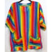 VTG 80s Rainbow Stripe Scrub Top Nursing Daycare Medical Shirt Women Lg Summer