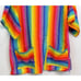VTG 80s Rainbow Stripe Scrub Top Nursing Daycare Medical Shirt Women Lg Summer