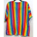 VTG 80s Rainbow Stripe Scrub Top Nursing Daycare Medical Shirt Women Lg Summer