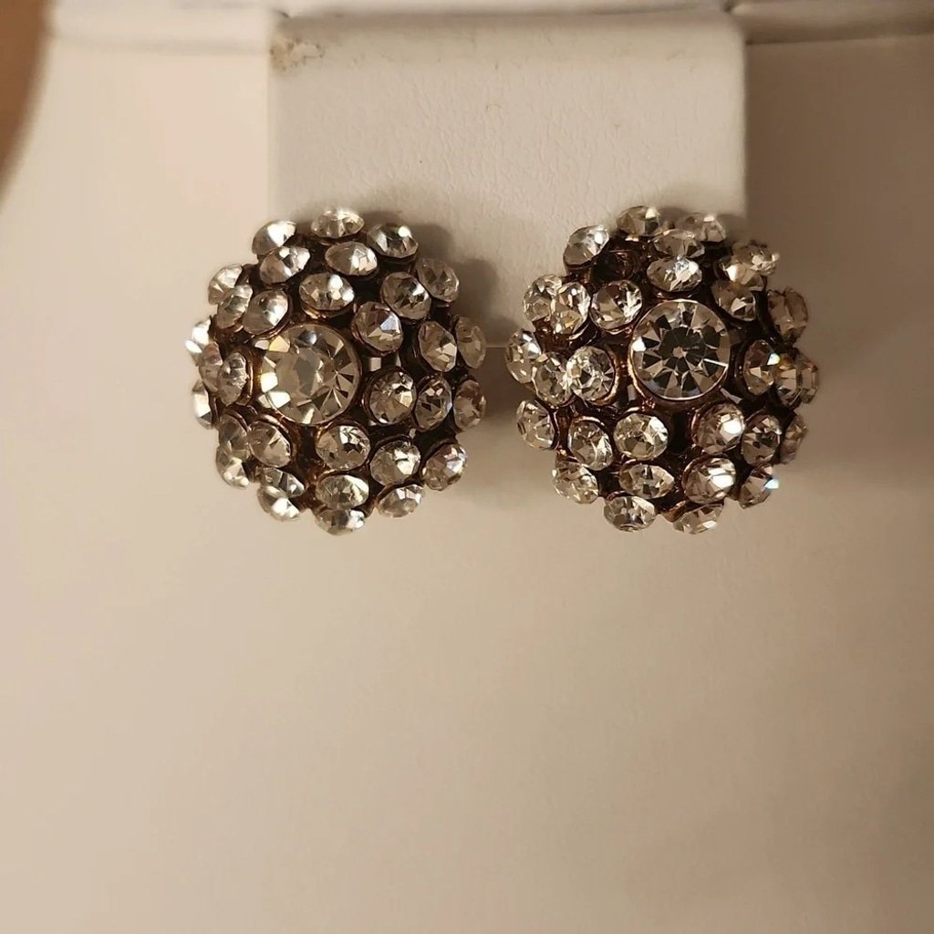 Statement Rhinestone Filled Clip On Earrings