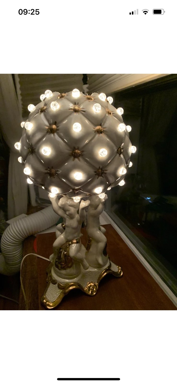 Hollywood Regency Cherub Lamp VINTAGE ceramic iridescent shimmer gold RAREVIDEO