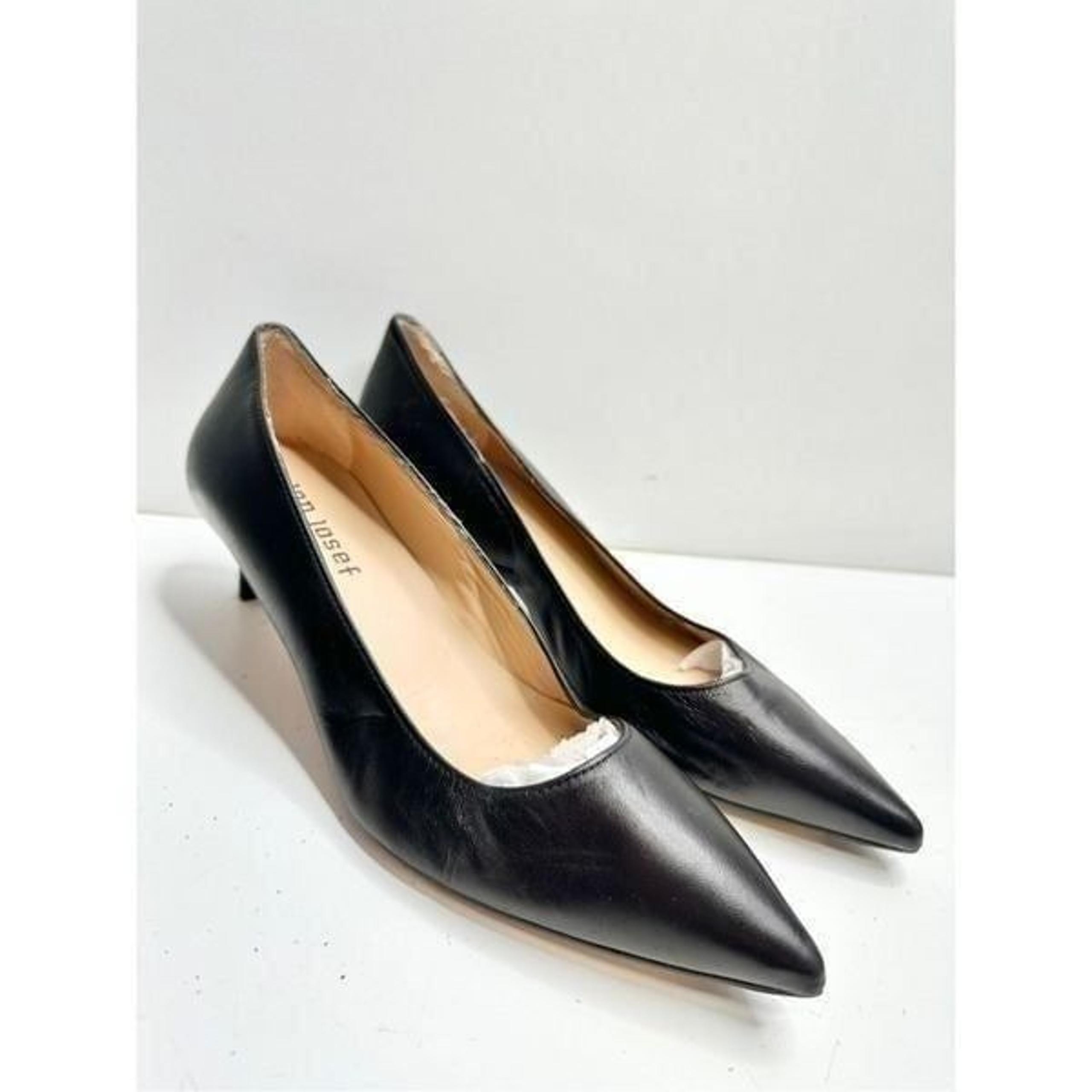 Jon Josef Pumps Women Size 6.5 Black Leather Tina Kitten Heel Pointed Toe Shoes