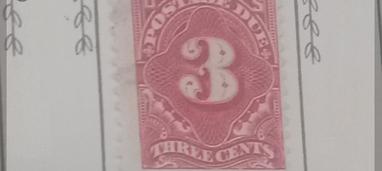 stamp US postage due 3 cent stamp