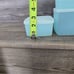 Vintage Tupperware set of 5 various sizes with lids. Pastel blue 1960's