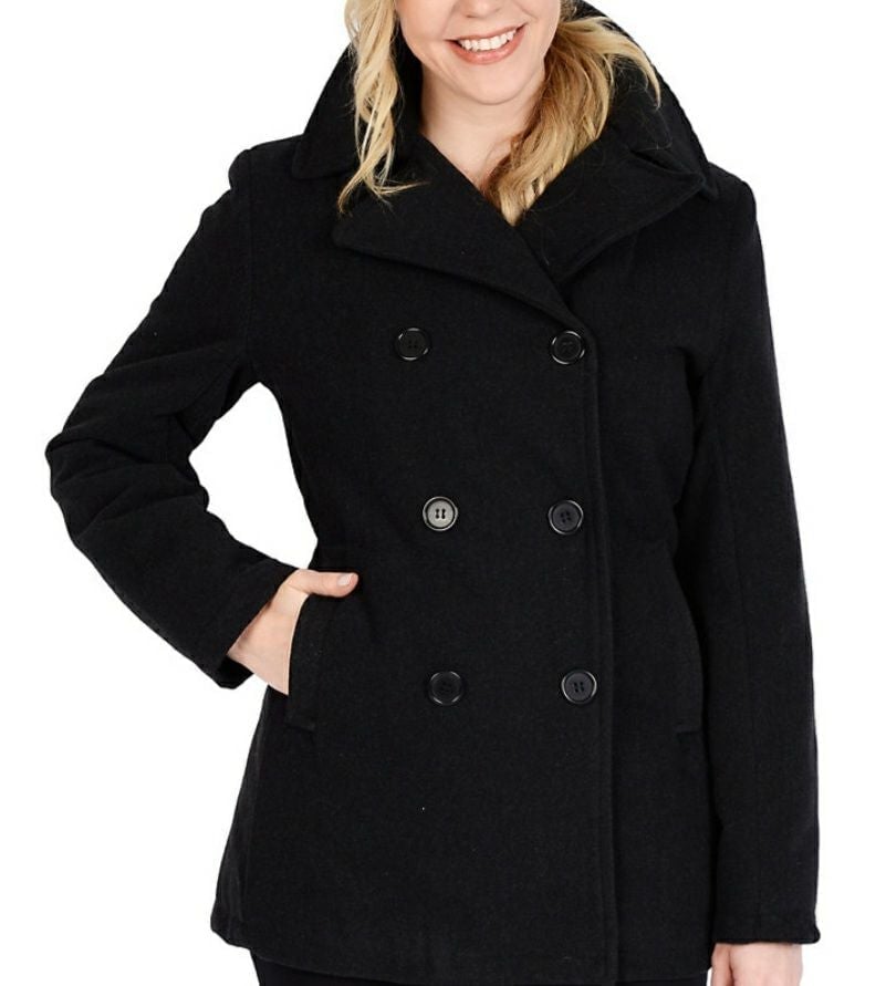 Croft & Barrow Black Wool Blend Peacoat
