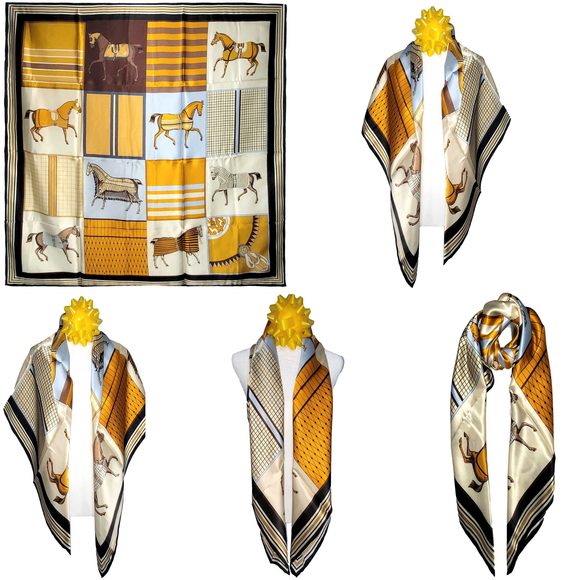 NWT Genuine 100% Mulberry Silk Satin Scarf 42 x42 Large Square Shawl 59841