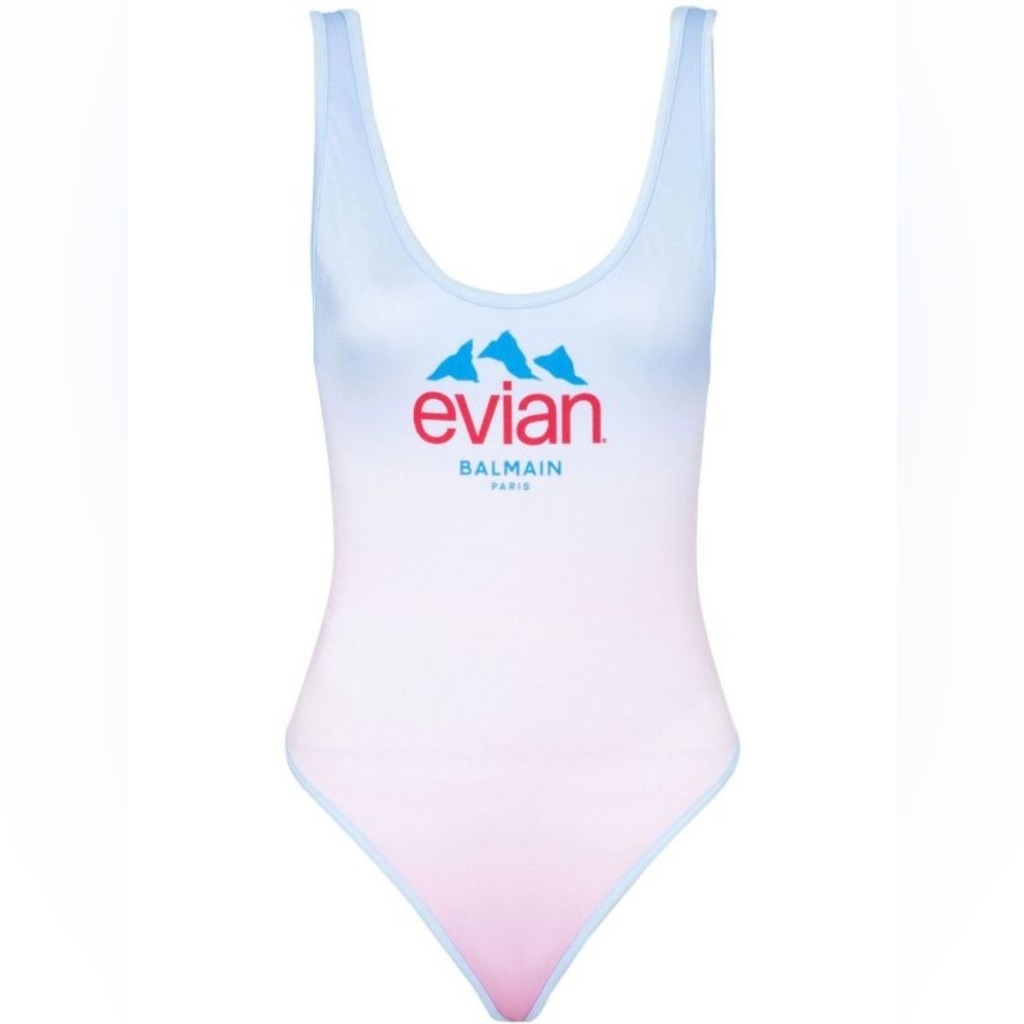 950 NWT BALMAIN x Evian gradient-effect swimsuit FR 38 US 6 MEDIUM