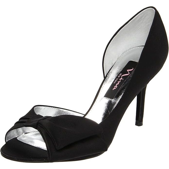NEW Nina Women US 10 Freja Bow Asymmetric d'Orsay Style Peep Toe Dress Pumps