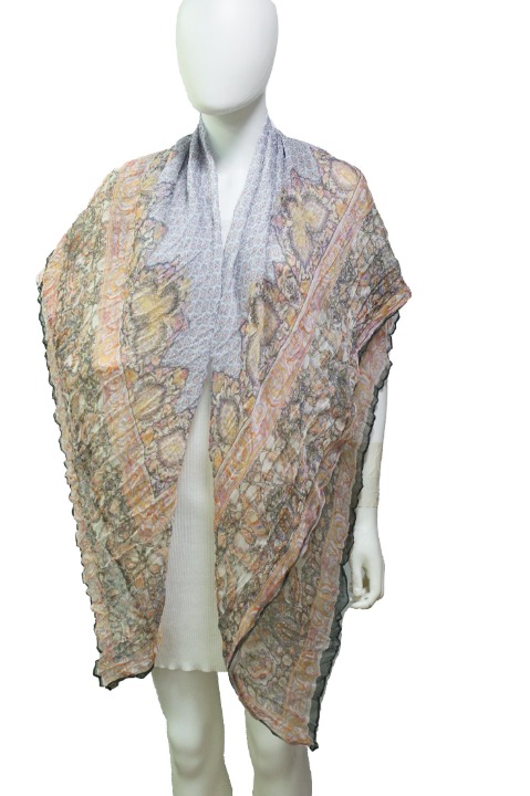 Lady Pleated Scarf Paisley Print Soft Touch 2021 Spring Summer Middle Age Women