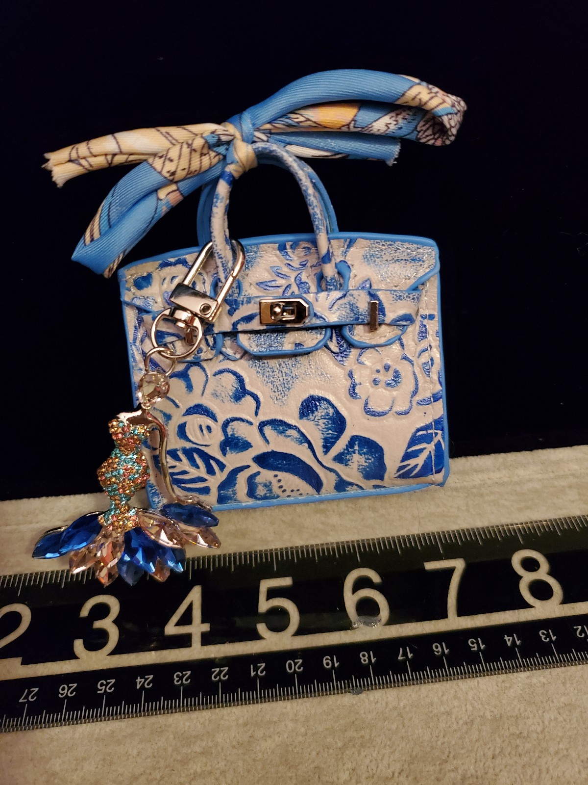 Blue and white mini purse