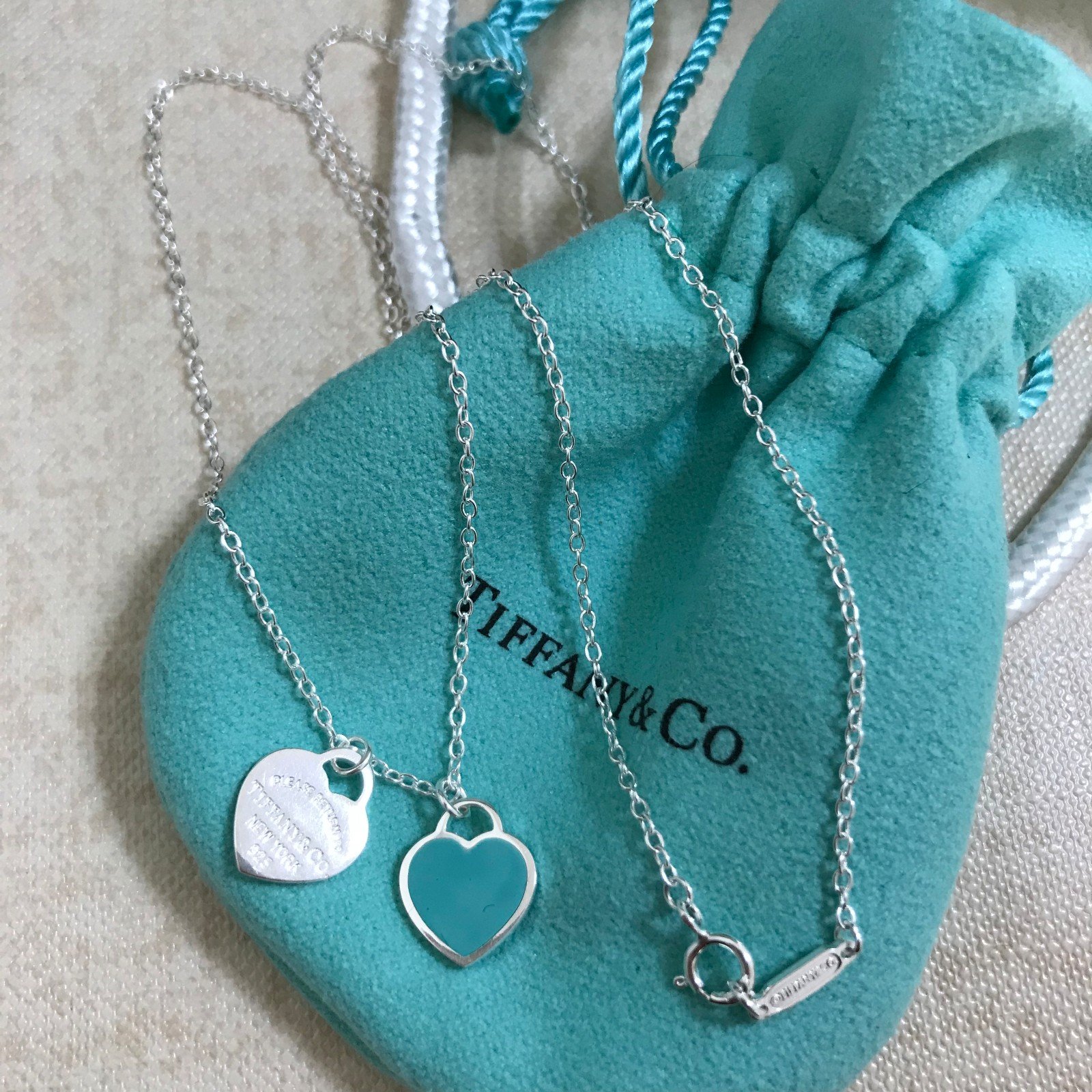 Blue Double Heart Necklace