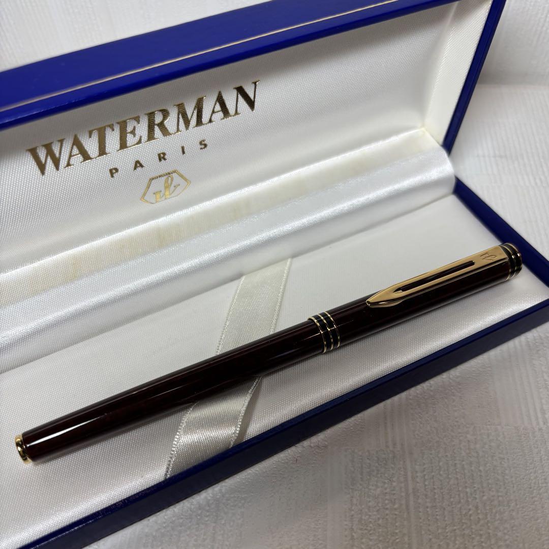 Waterman fountain pen, brown, 18K gold nib.